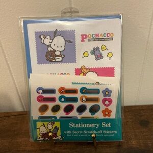 Rare Vintage New Sanrio 1996 Pochacco Scratch Off Stickers Paper Stationary Set